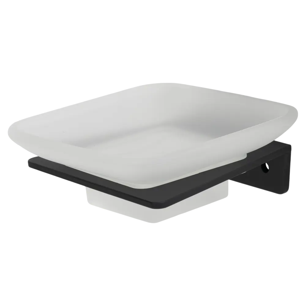 SWENSA Rapid — настенная мыльница из стекла и металла в черном матовом исполнении 89368768 STLM-1576167