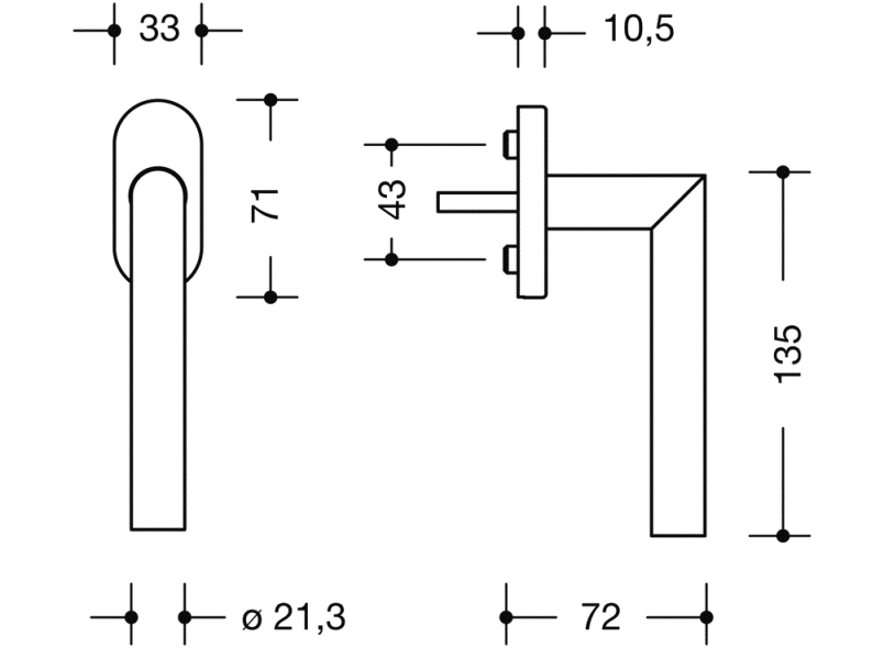 162XAFG.2 оконная ручка HEWI System 162 | Edelstahl  - Вид №4