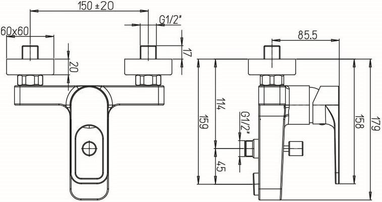 Paini Flat KKCR1112SLMKM смеситель для ванны - Вид №1