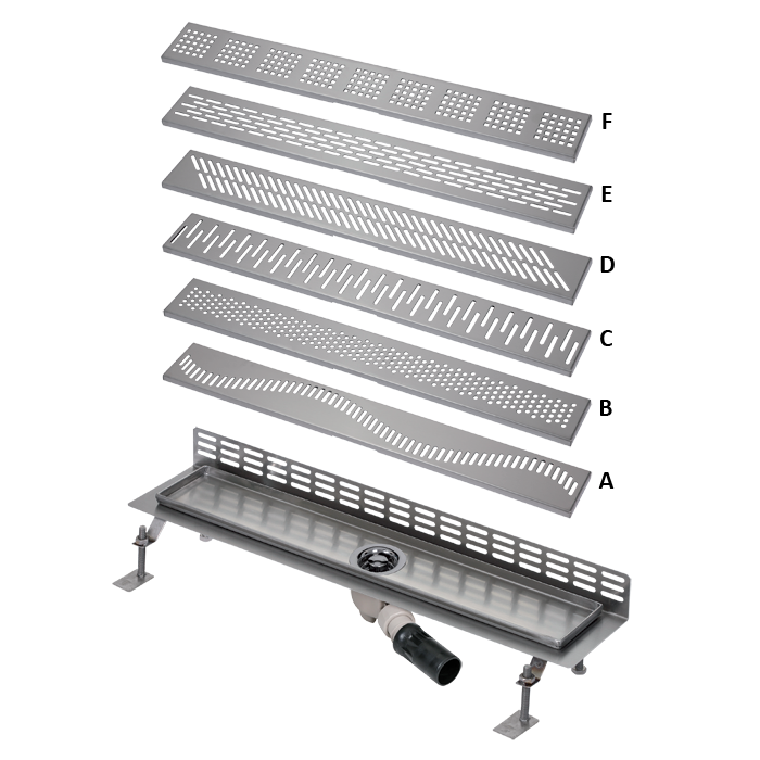 69071 Нержавеющий водоотводящий желоб к стене, длина 950 мм SANELA 