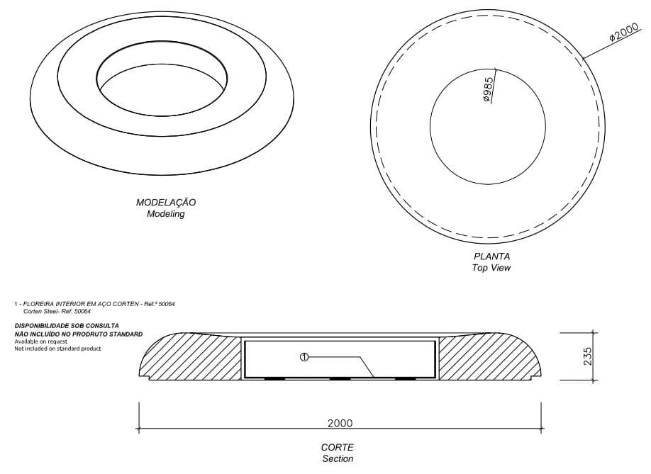Низкая бетонная плантатор amop Landscapes ARCH-00065633