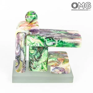 3529 ORIGINALMURANOGLASS Скульптура Библиотека - Пино Синьоретто - муранское стекло OMG 27 см