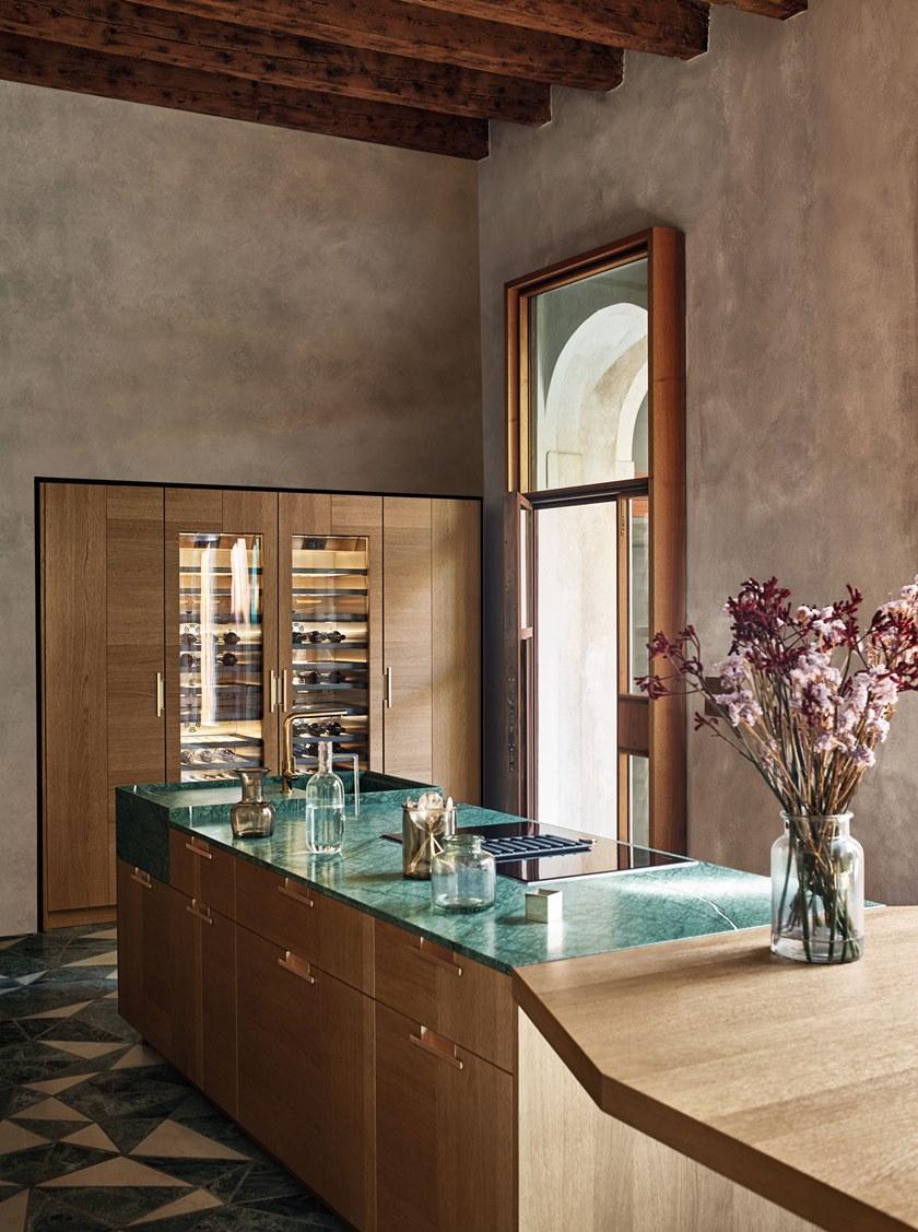 Cesar Кухня из зеленого гватемальского мрамора и дуба с островом Intarsio sun-id-1354150 - Вид №4