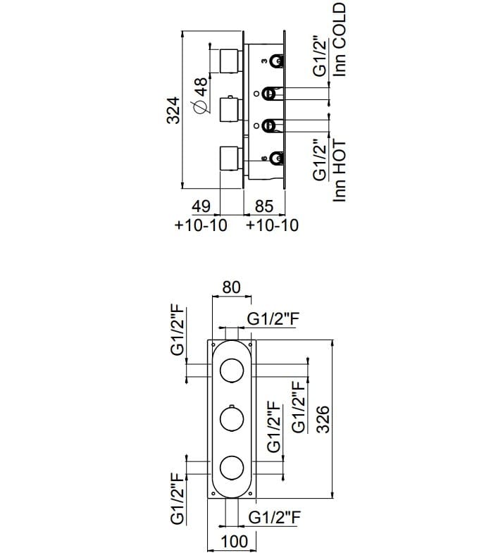 Встраиваемый термостатический смеситель для душа CARIMALI Scull ARCH-00140244 - Вид №1