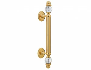 0N4767.000.12 Комплект дверных ручек 440мм на розетках с кристаллами сваровски Золото 24К с черной патиной