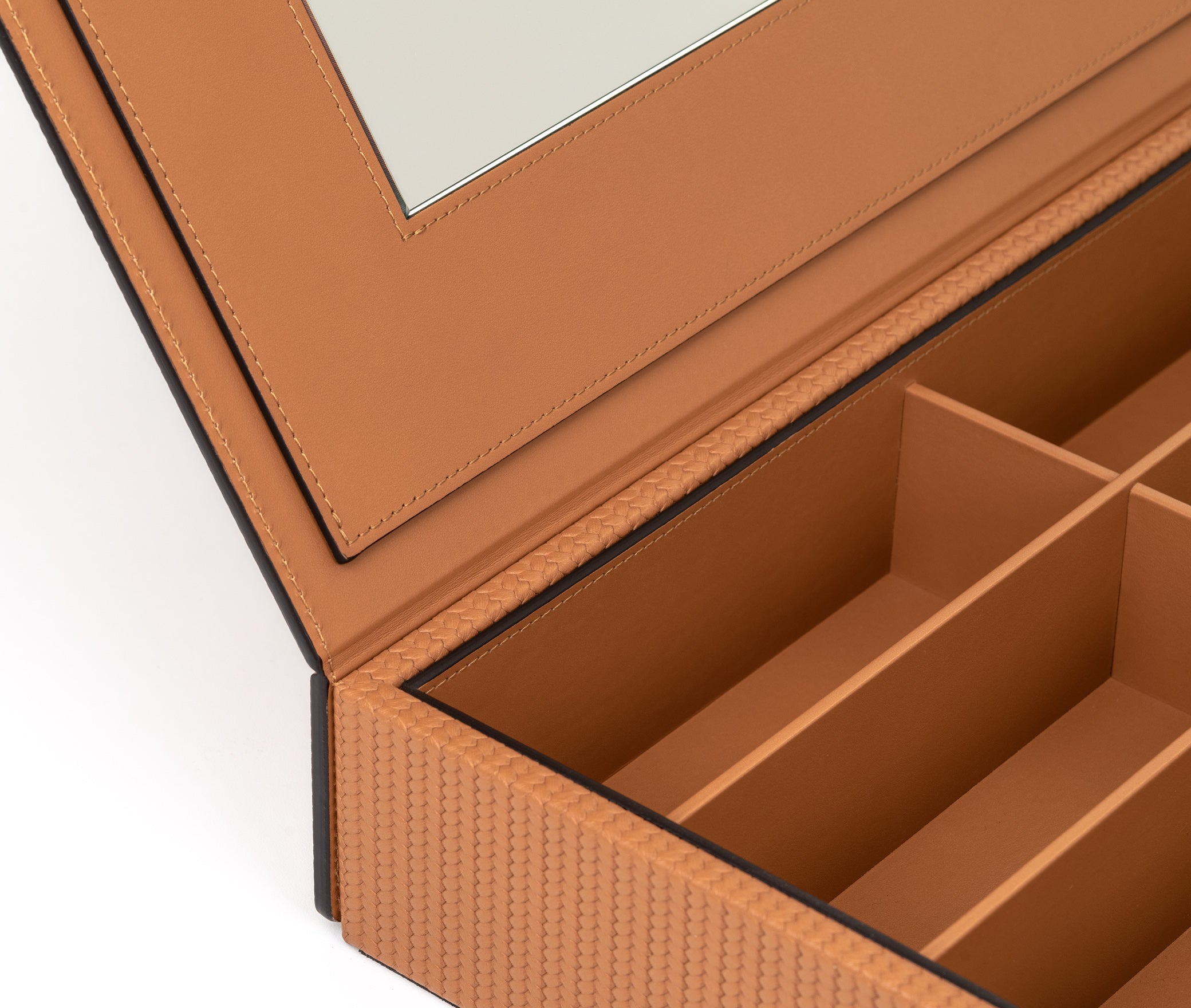 Коробка для очков с зеркалом - 36,8X27,5XH7,5 см / зернистая кожа_белый Pinetti 00.1390.029.000 - Вид №1