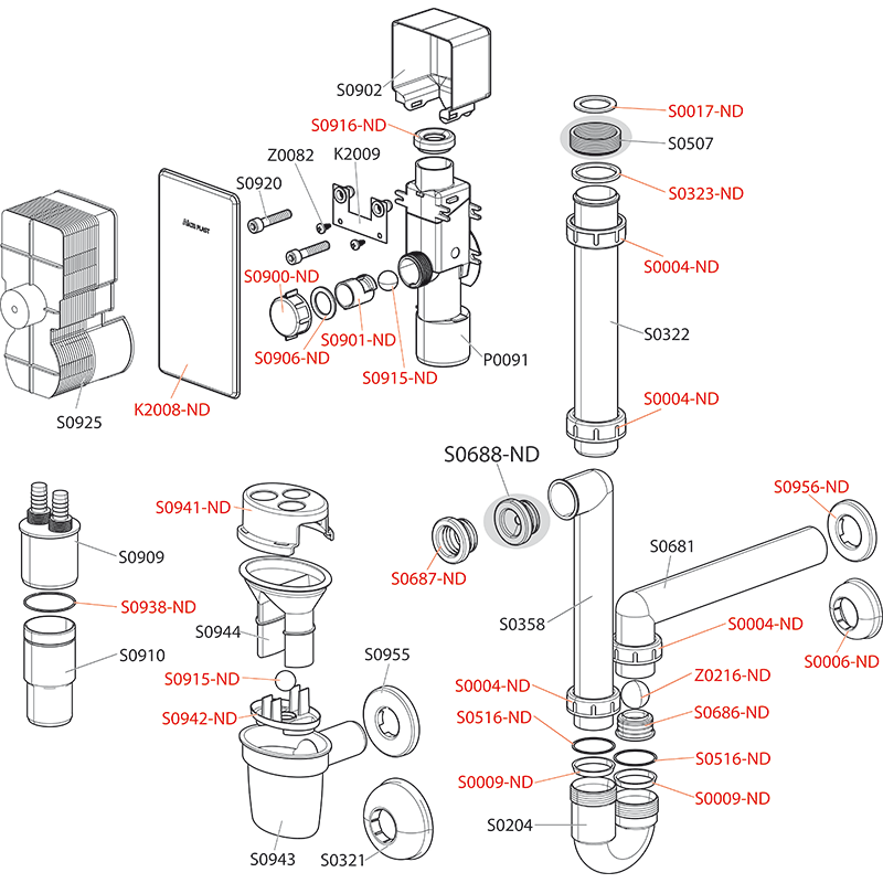 Воронка с шариком для сбрасываемого конденсата DN32 ALCAPLAST AKS1Z - Вид №2