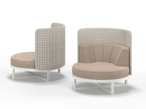 Тканевое садовое кресло с высокой спинкой и подлокотниками