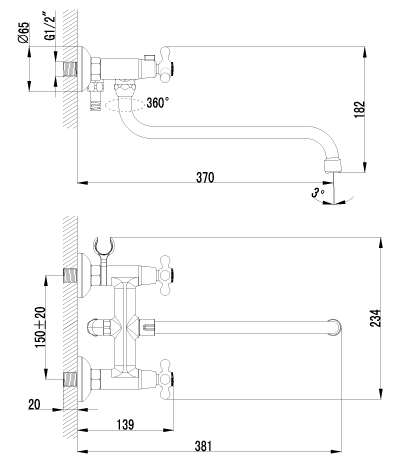 LM1451C Смеситель для ванной и душа LEMARK HARMONY - Вид №1