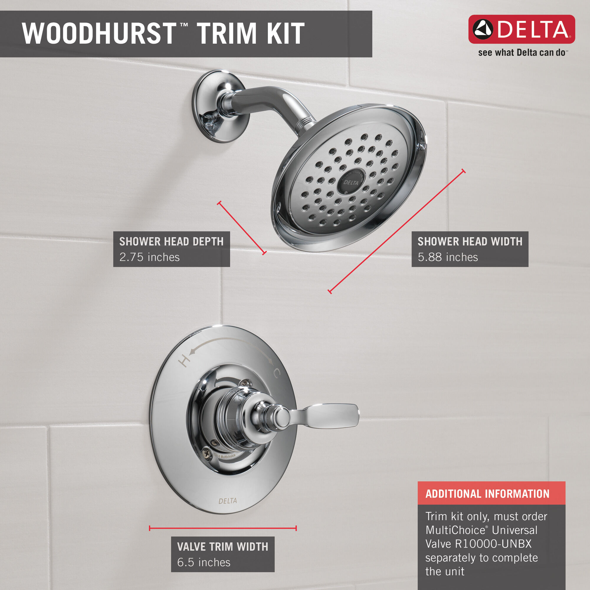 T14232 Отделка для душа Delta Faucet Woodhurst Хром  - Вид №2