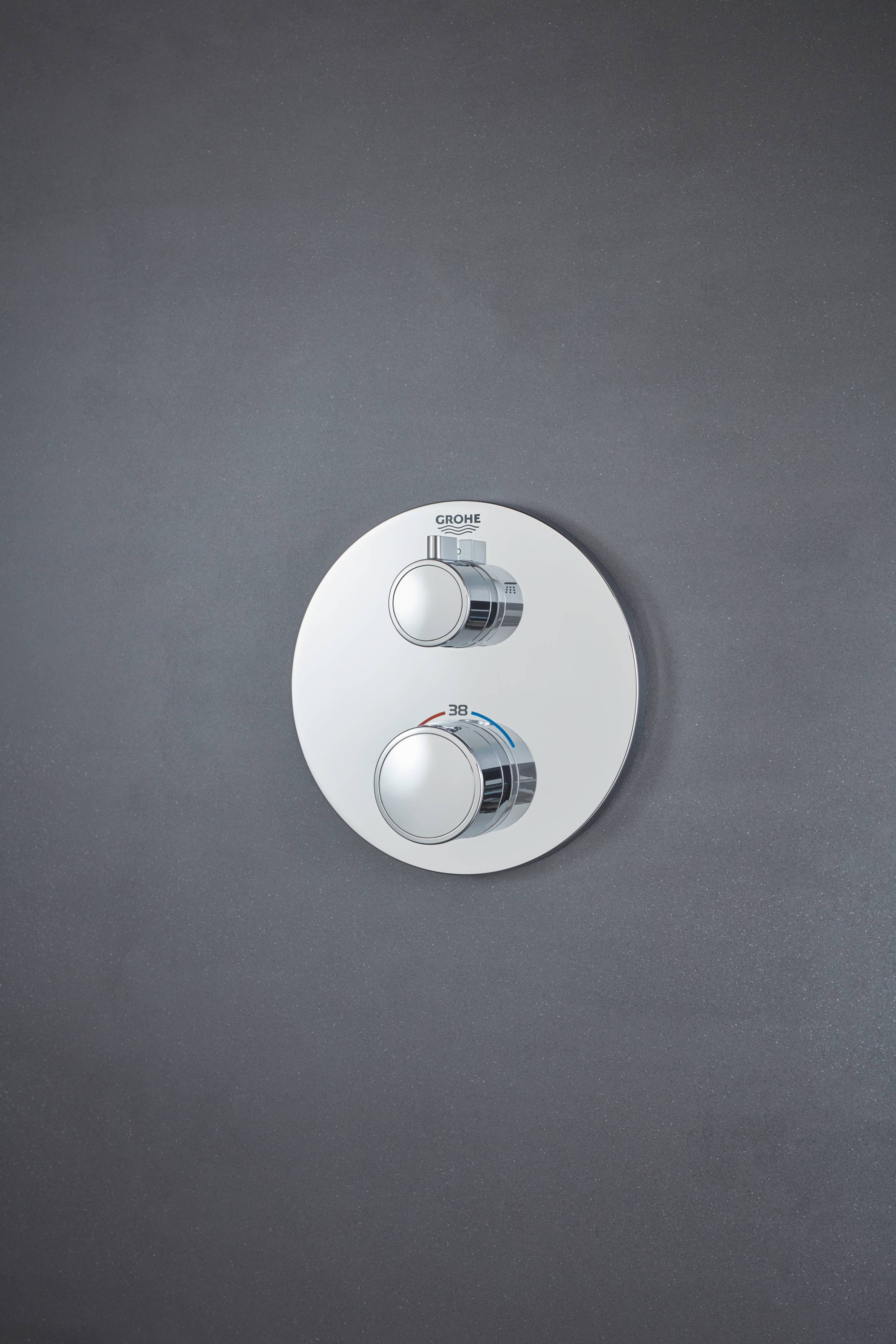 Термостатический смеситель для душа GROHE Grohtherm с переключателем на 2 положения, внешняя часть, круглая розетка, хром (24076000) - Вид №8