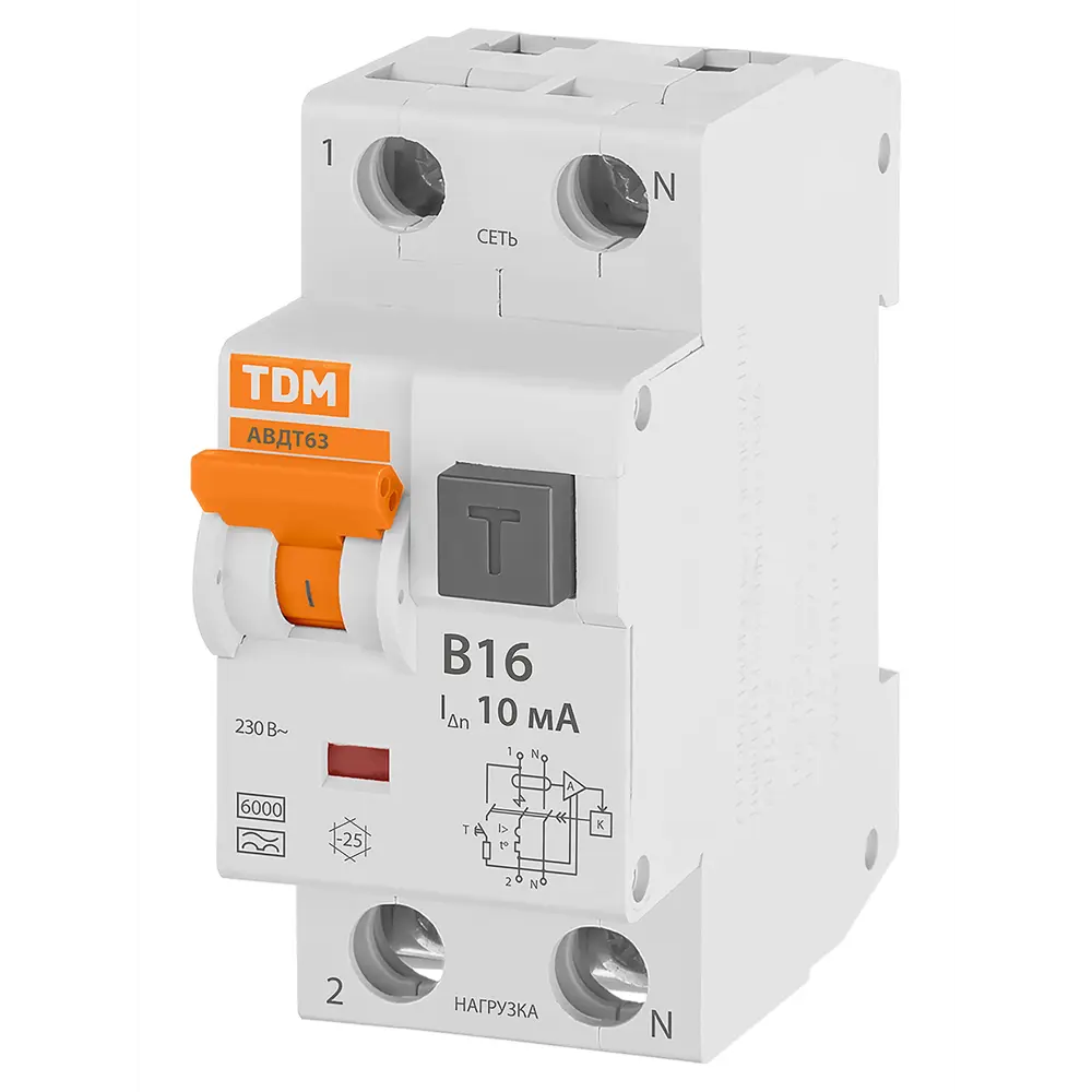Дифференциальный автомат TDM Electric 63N - защита от токов утечки и перегрузок 89347143 STLM-1108978