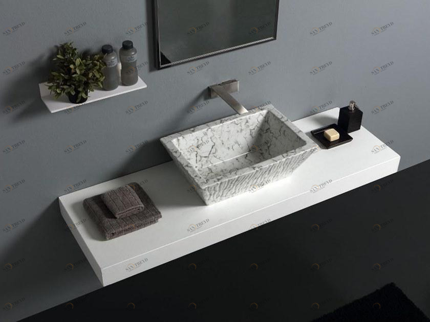 Ptr01r Подвесная раковина настенная овальная Horganica Pietra белая