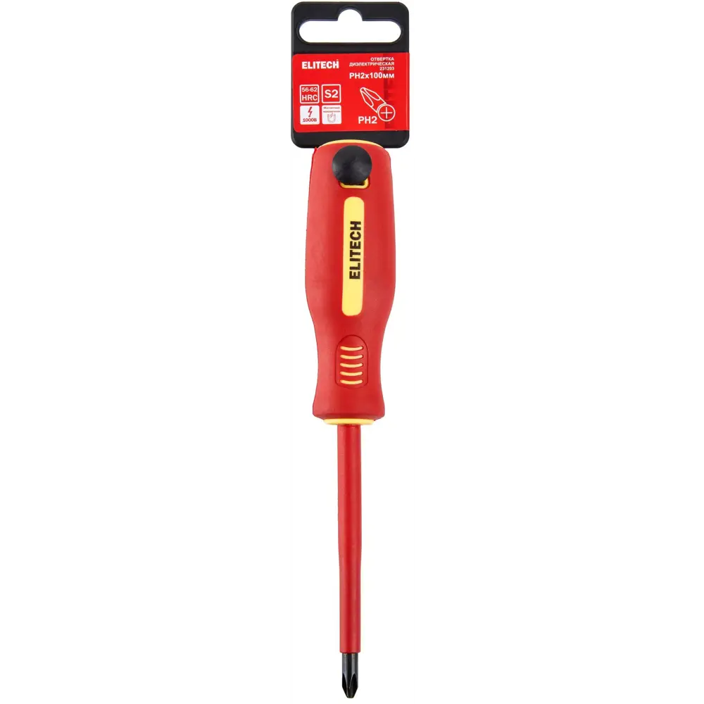 Диэлектрическая отвертка крестовая Elitech PH2x100 мм 89407154 STLM-1568844 - Вид №5