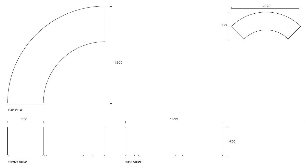 Изогнутая бетонная скамья без спинки SIT Box to Box ARCH-00017745 - Вид №3
