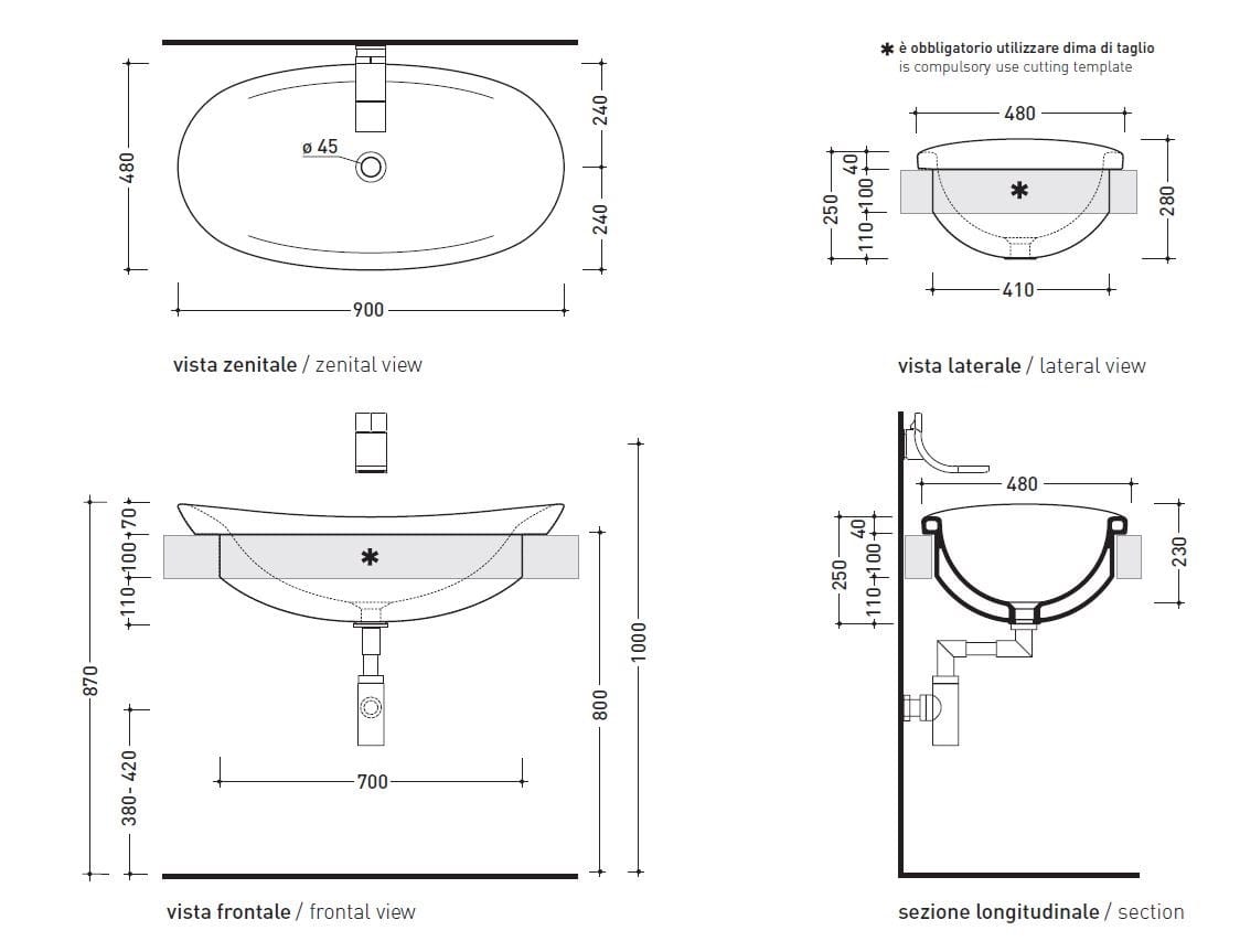 Керамическая раковина с утопленным верхом Ceramica Flaminia ARCH-00149201 - Вид №2