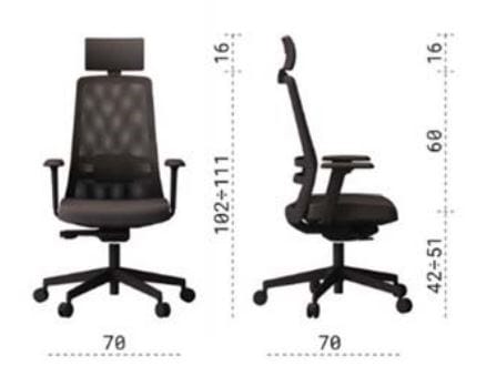 Тканевый регулируемый по высоте рабочий офисный стул с колесами Las Mobili обзор ARCH-00082310 - Вид №6