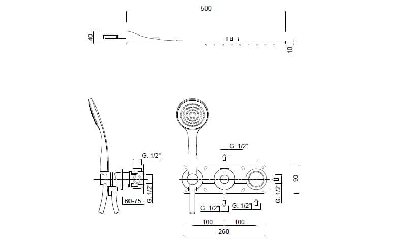 Встраиваемый набор для душа с ручным душем Rubinetteria Giulini MyRing Deluxe ARCH-00126100 - Вид №2