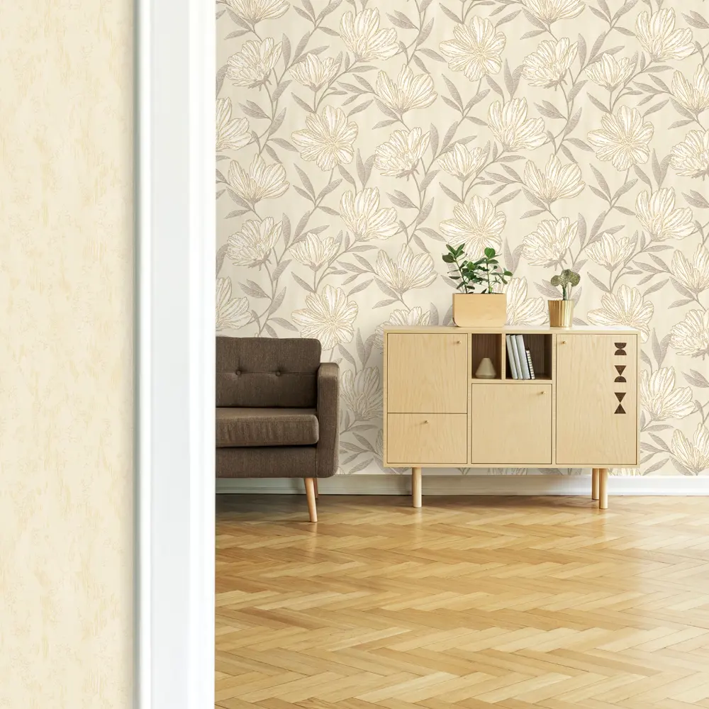 Обои флизелиновые Euro Decor Crocus бежевые 1.06 м 7012-01 82377881 STLM-2038981 - Вид №4