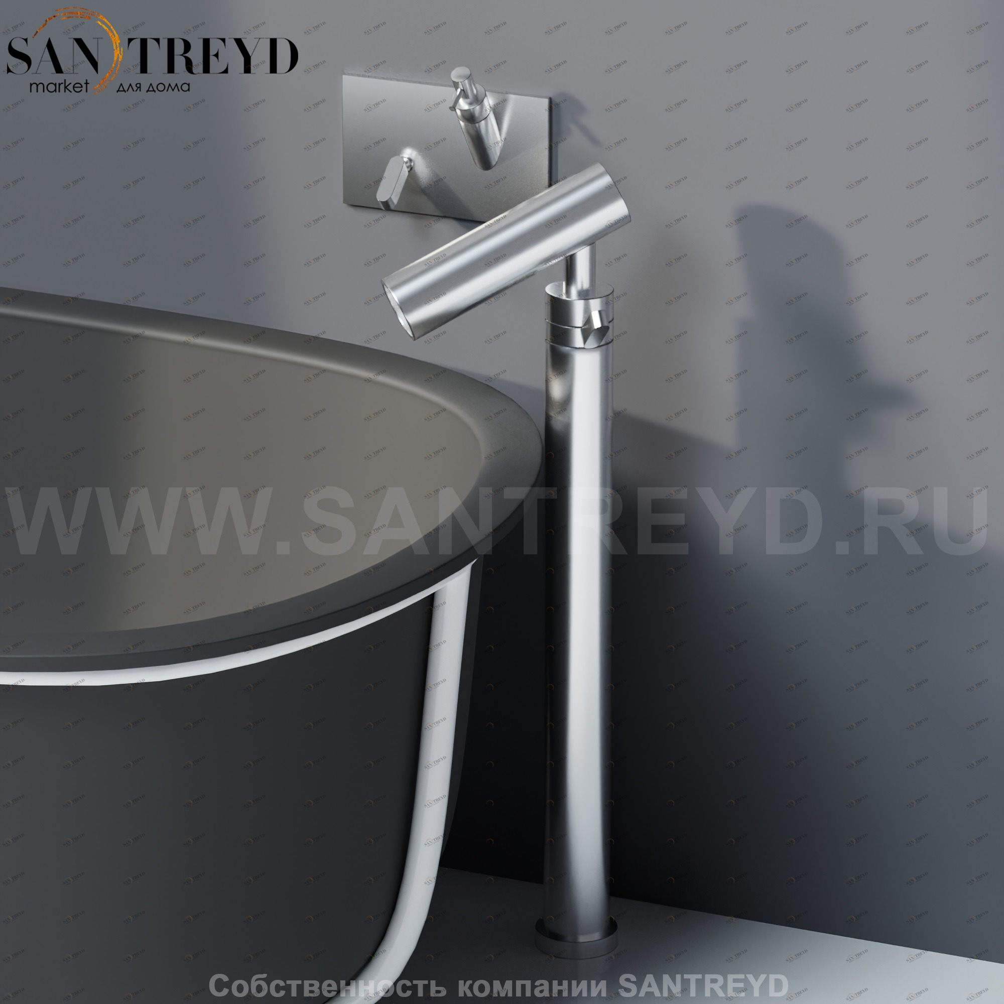 Agape SQUARE Смеситель с диспенсером для мыла для ванны хромированный матовый ARUB0934LSP