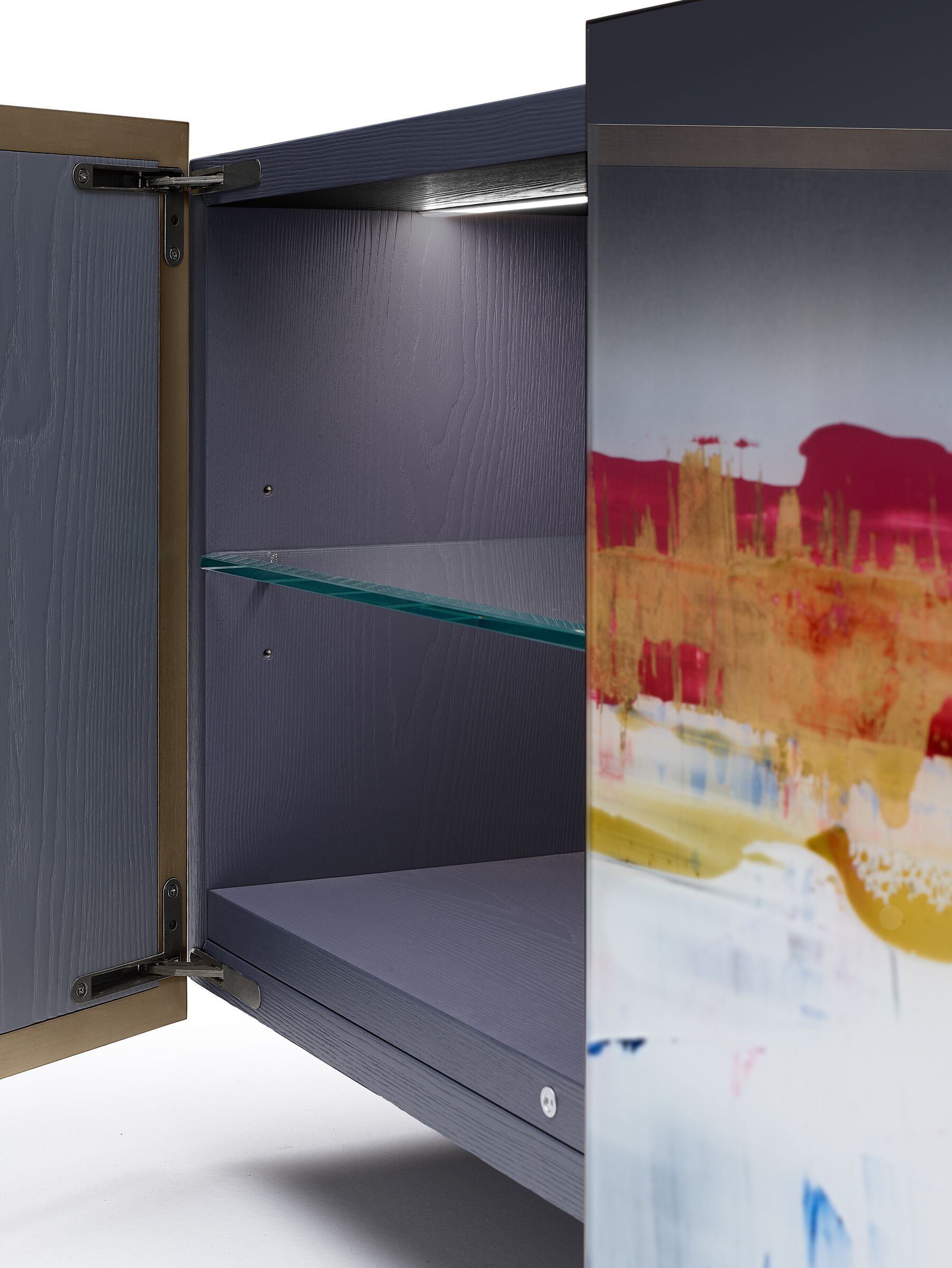 Деревянный шкаф с распашными дверями, покрытыми стеклом ARTE VENEZIANA итальянские пейзажи ARCH-00107339 - Вид №2