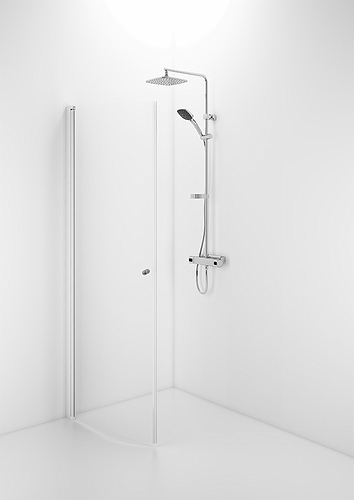 58800180 Гнутая дверь IFO Space SBVK, белые лакированные профили, прозрачное стекло с ручкой, SBVK 800 - Вид №1