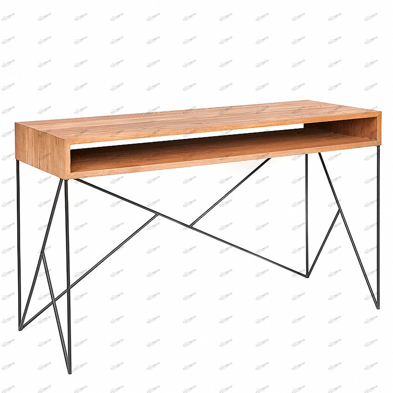 Консоль деревянная, светлый дуб с полкой и металлическими ножками Prince line black INTELLIGENT DESIGN  260996 Бежевый;черный 