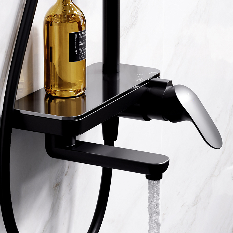 F0780722 душ.система: см-ль-полка д/ванны/душа душ.штанга 1030-1460мм верхний душ 220 мм ру AM.PM Like - Вид №3