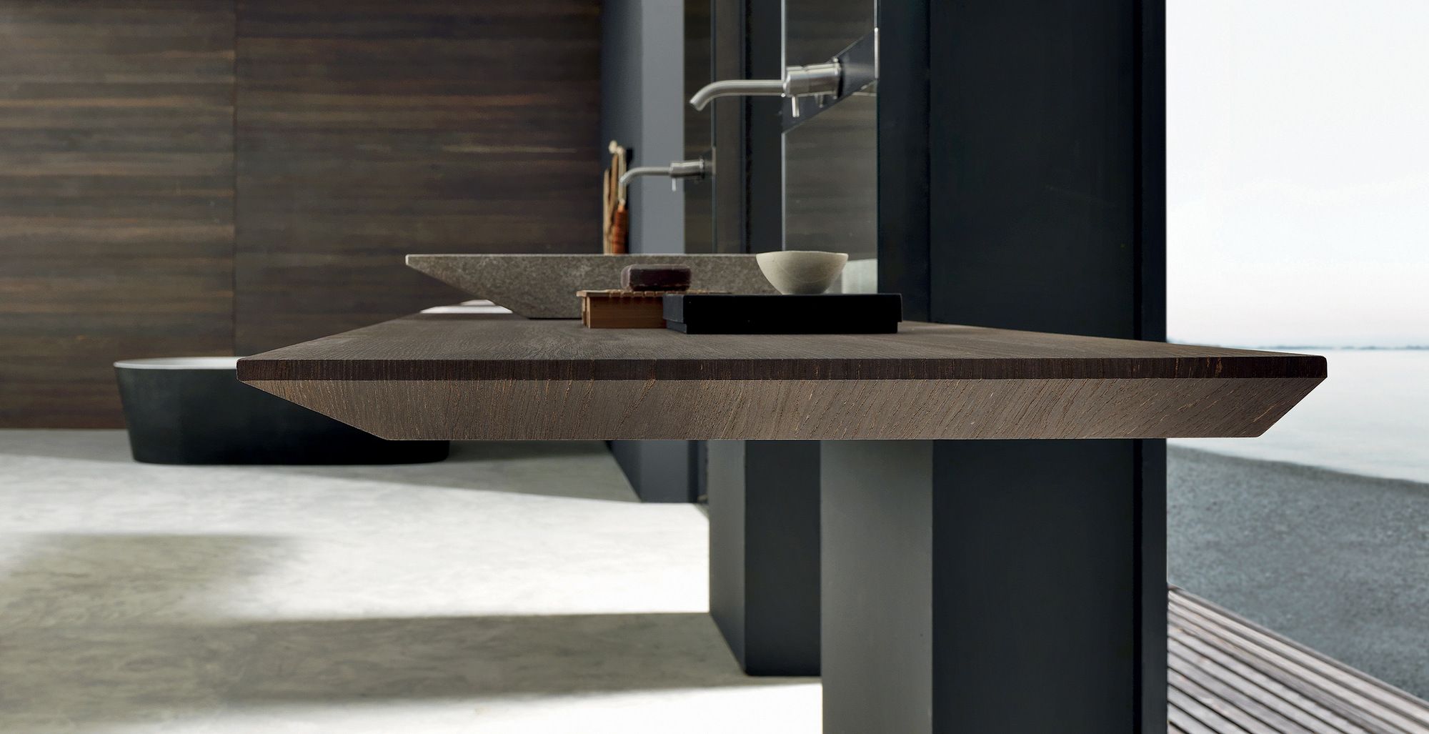 Двойной дубовый умывальник со встроенной раковиной с зеркалом MODULNOVA Surf ARCH-00133815 - Вид №3