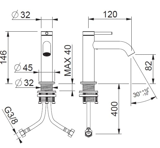 Смеситель для раковины из нержавеющей стали с аэратором BEAMTECH Timeless ARCH-00110779 - Вид №2