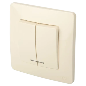 Выключатель встраиваемый Systeme Electric Blanca 2 клавиши с подсветкой цвет бежевый 84502354 STLM-2193410