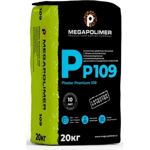 Штукатурка цементно-песчаная Megapolimer Plaster Premium 109 тепло-шумоизоляционная 20 кг