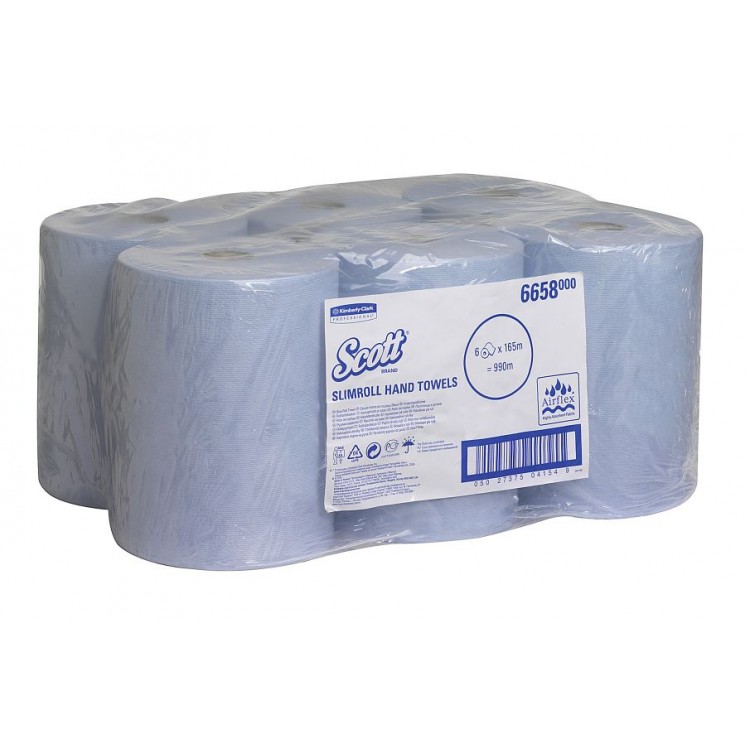 6658 Kimberly Clark Полотенца бумажные в рулоне Kimberly Clark Scott Slimroll 6658 1-слойные в рулонах по 165 метров 
