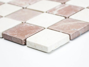 Мраморная мозаика Botticino и Rosso Verona