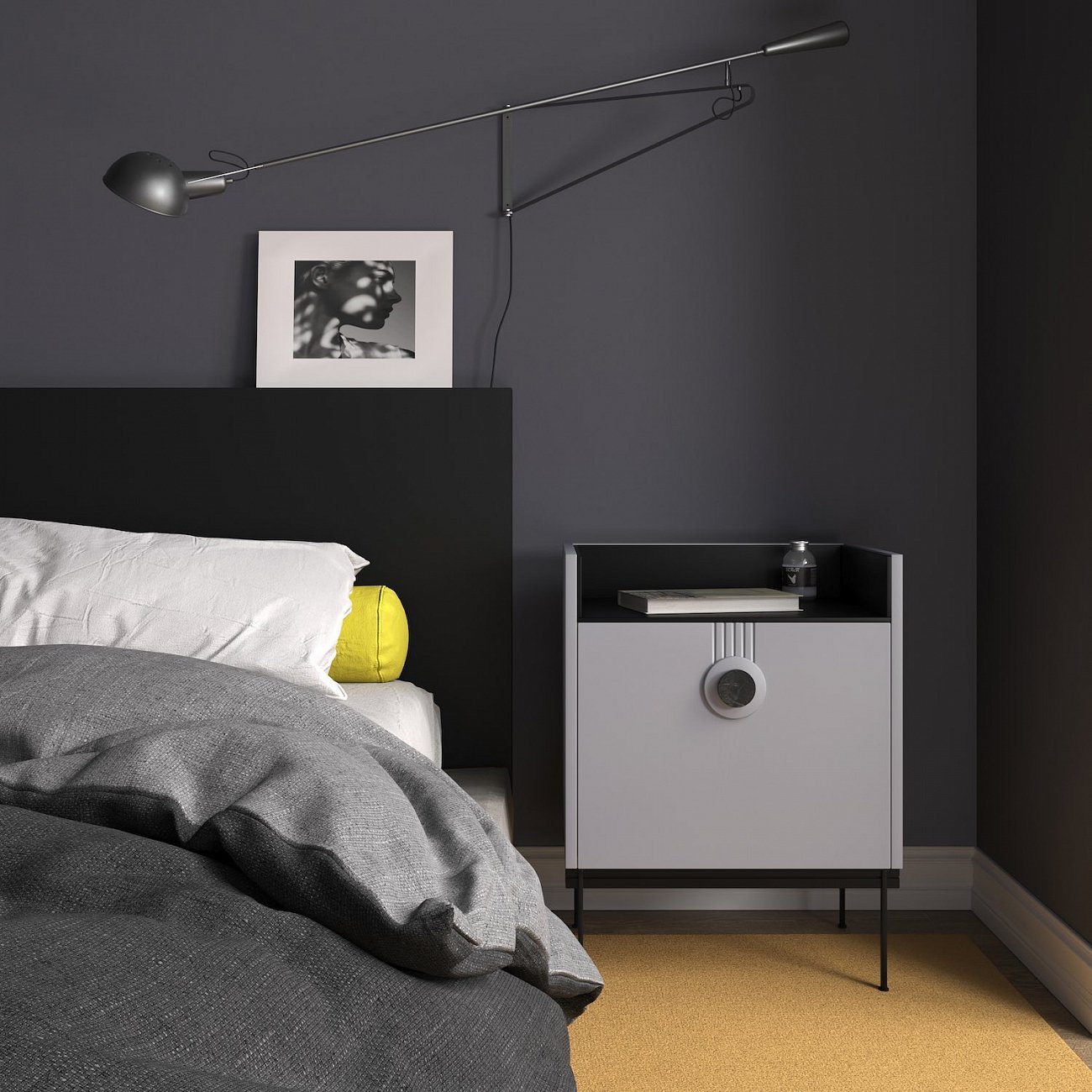 Тумба прикроватная серая Lago BRAGIN DESIGN LIVING 00-3974654 Серый - Вид №1