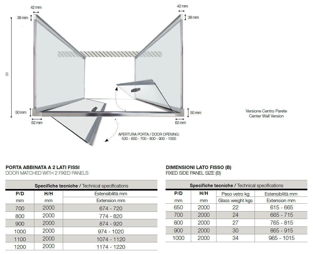 Алюминиевая и стеклянная душевая кабина с распашной дверью TAMANACO FPSL60 ARCH-00145491 - Вид №4