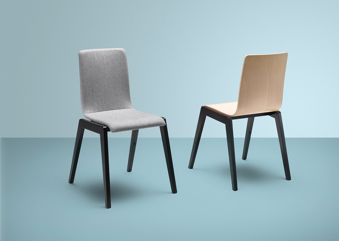 Luna 107 Стул с каркасом из древесины бука, 4 ножки. Сиденье и спинка из дерева или бука с обивкой. Et al. Luna - Вид №2