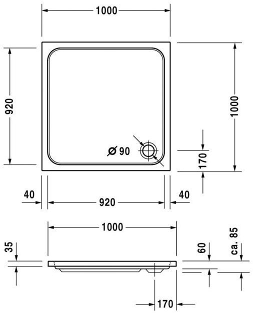 Duravit Акриловый душевой поддон D-code 720103 - Вид №1