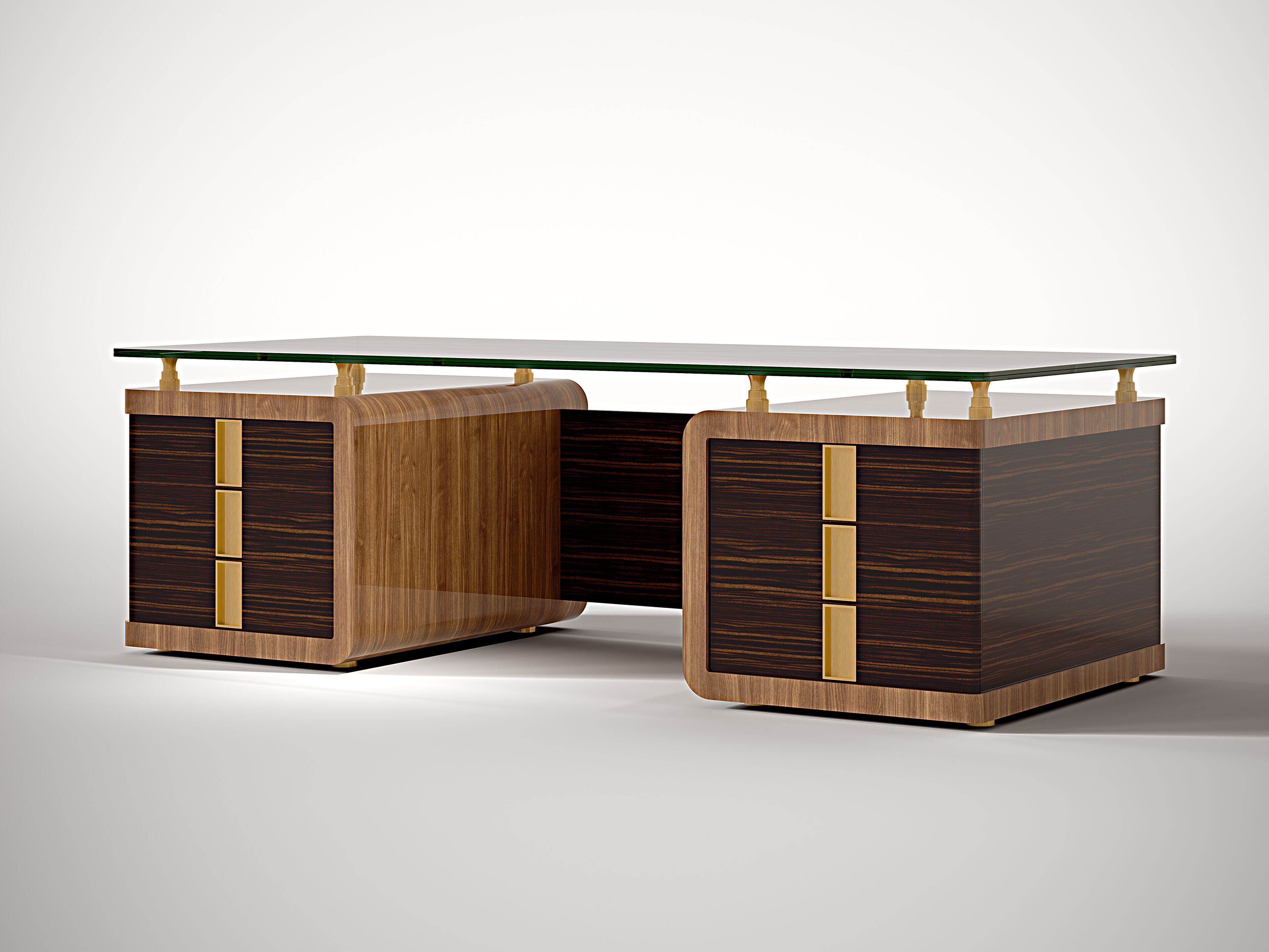 Деревянный рабочий стол с хрустальной столешницей Roman & Co LANCASTER ARCH-00002820