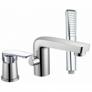 Orange Berti M17-333cr однозахватный смеситель для установки на борт ванны с керамическим дивертором и душевыми аксесуарами (шланг, лейка, держатель) Хром