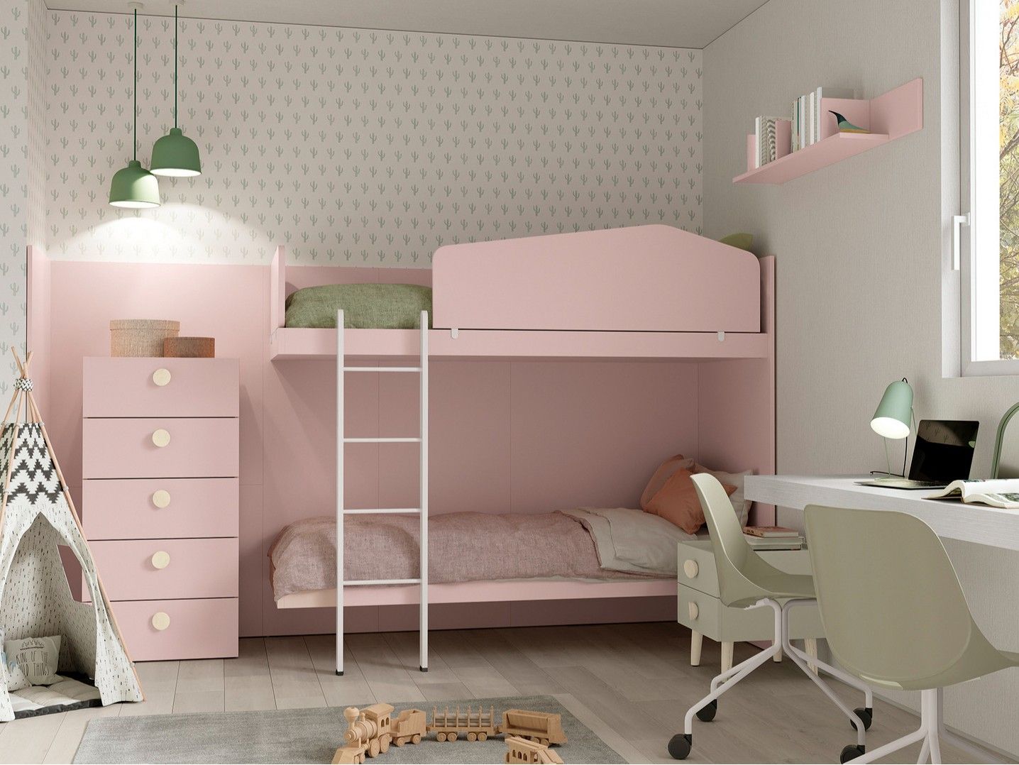 Деревянная спальня для мальчиков с двухъярусными кроватями Colombini Casa Golf 2021 ARCH-00152670