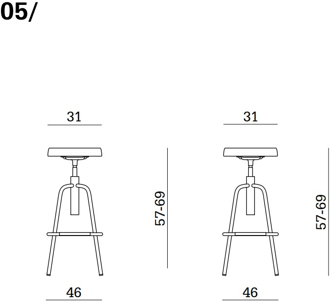 Linea Fabbrica Высокий табурет из полиуретана с регулируемой высотой Mea sun-id-1384095 - Вид №1