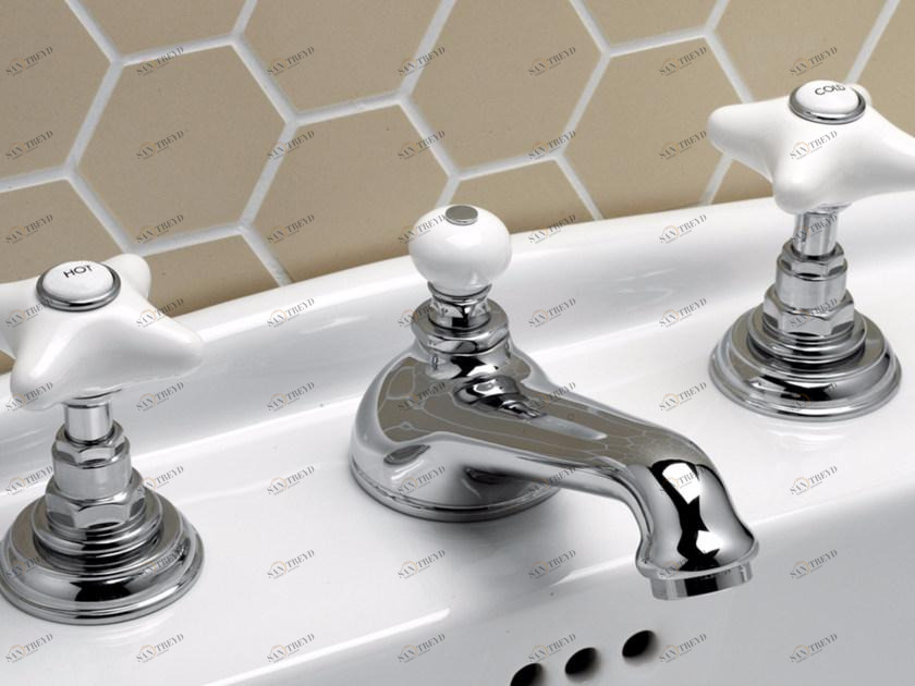 Devon&Devon Смеситель для раковины на 3 отверстия с отдельными розетками White rose sun-id-1514739