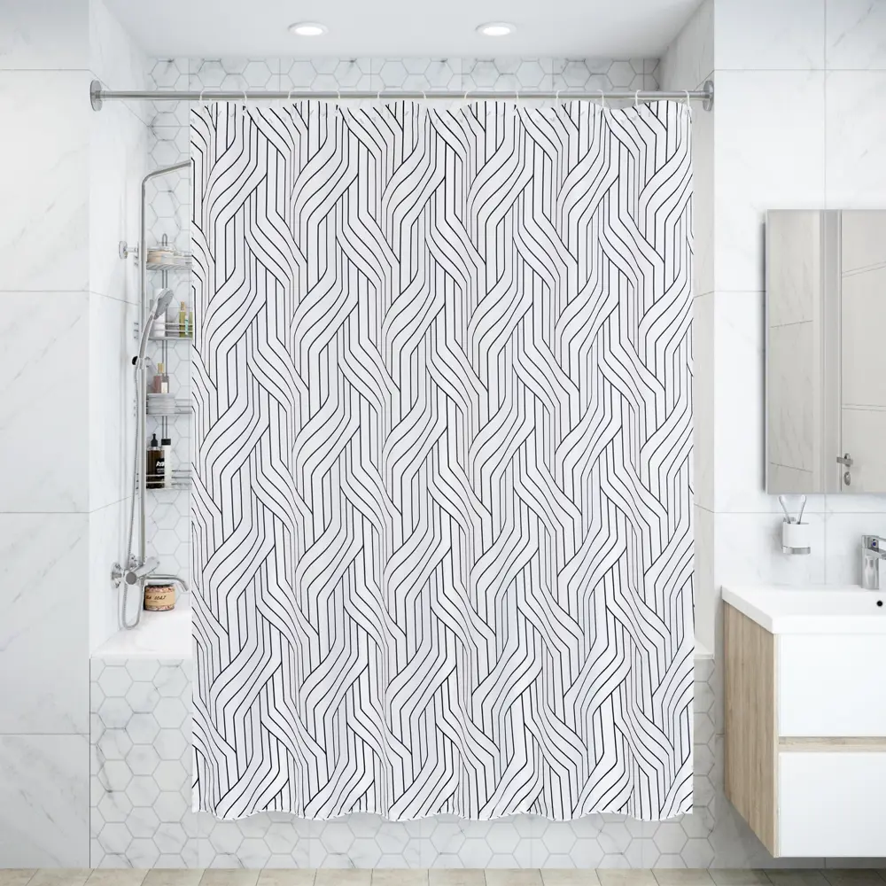 BATH PLUS Штора для ванной Charme с геометрическим узором 180×180 см 82360089