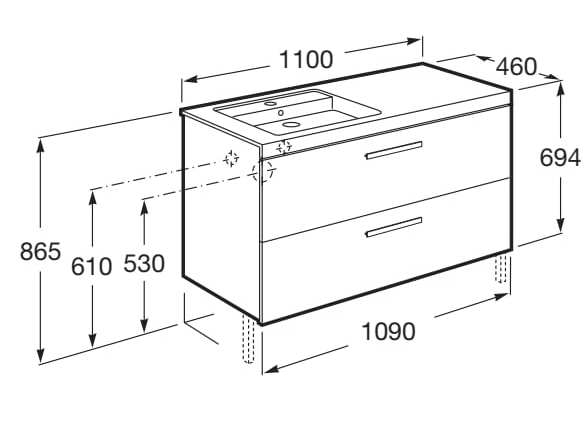 Подвесной шкаф с одной раковиной со встроенной раковиной Roca Prisma ARCH-00031879 - Вид №33
