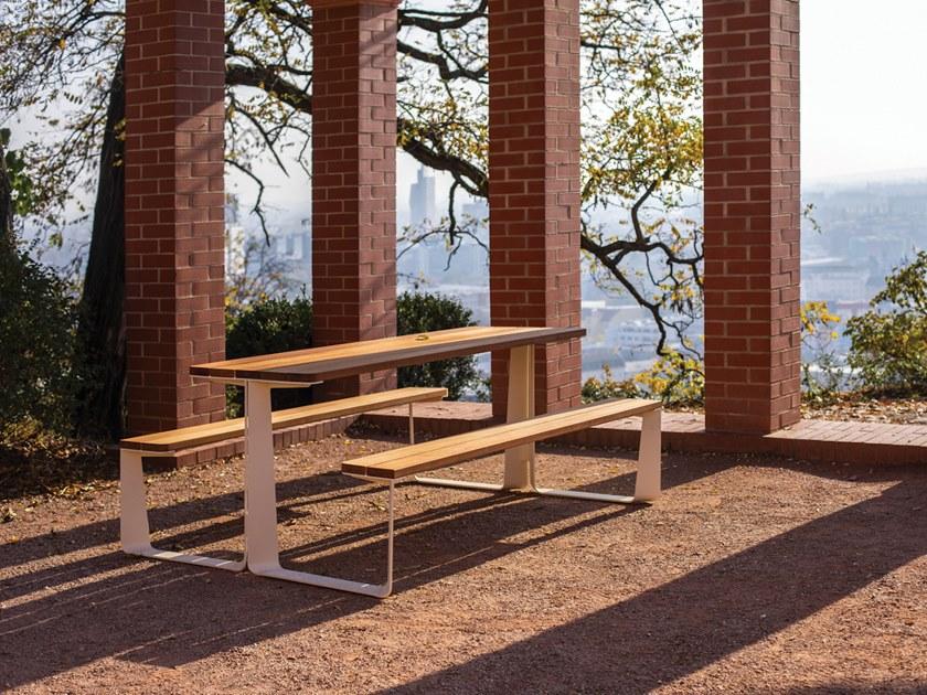 mmcité1 Стол для пикника из оцинкованной стали со встроенными скамейками sun-id-1407768 - Вид №4