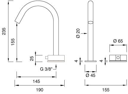 Ceadesign Смеситель для умывальника из нержавеющей стали на 2 отверстия с регулируемым изливом Giotto plus Gio 75 - Вид №1