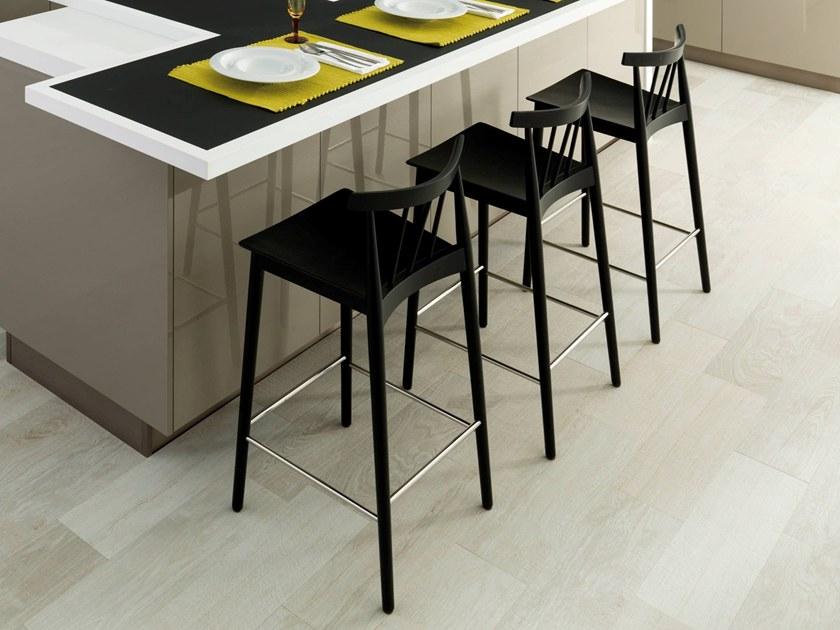 GAMADECOR Высокий табурет из фанерованной древесины со спинкой и подставкой для ног Tao sun-id-1471506 - Вид №1