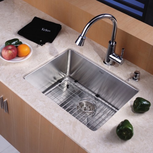 KHU101-23-KPF2220SN-KSD33BN Накладная раковина на столешницу  прямоугольная Krausru  - Вид №7