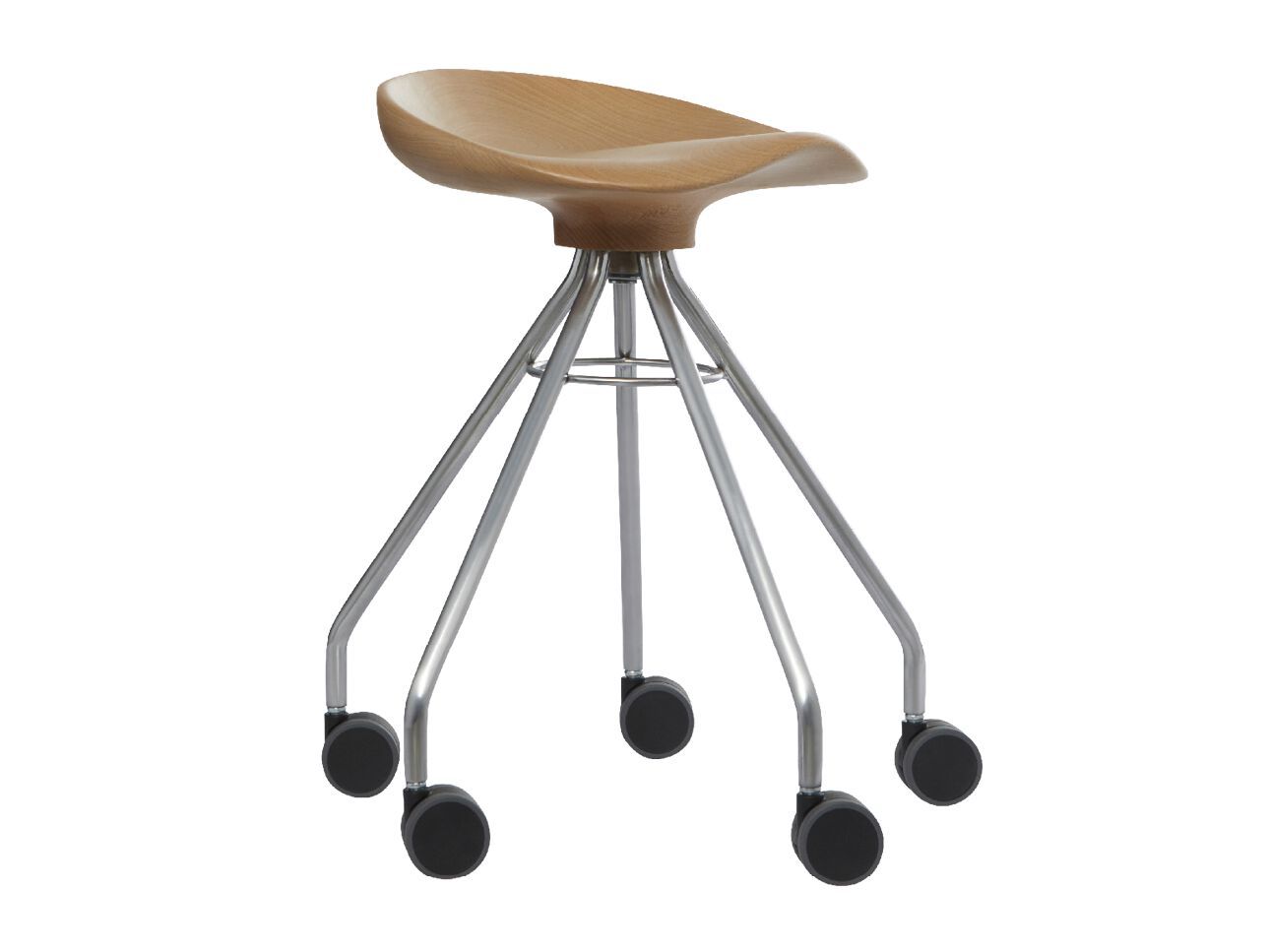 Низкий табурет на деревянном насесте с колесами BD Barcelona JAMAICA ARCH-00130493